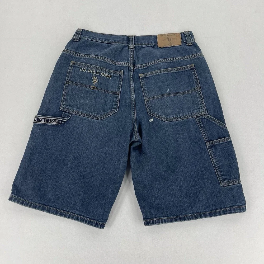 U.S. Polo Assn. Jorts Mens 32 Blue Denim Carpenter Baggy Skater Grunge Y2K